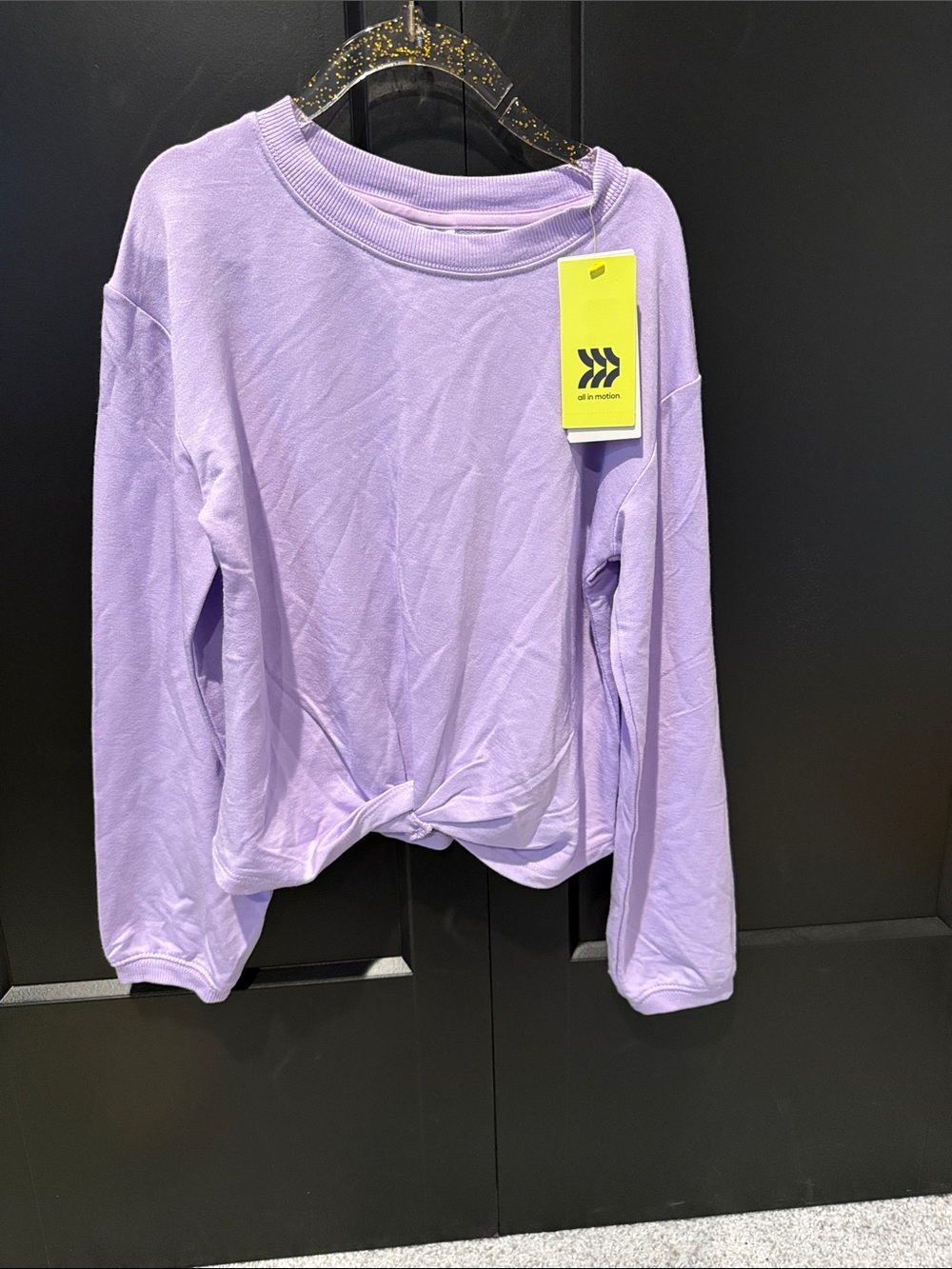 all in motion Lavender Knot-Front Long-Sleeve Top